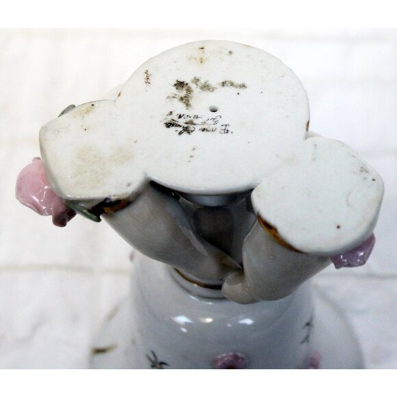 Vtg 50s Lefton China Bud Vase Womans Lady Hands Holding Cup Pink Rose 5" - Picture 11 of 11